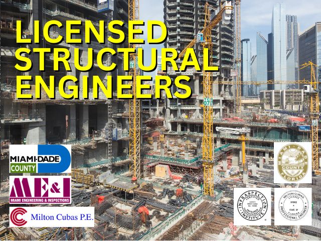 Licensed Structural Engineers, With 35 years of expertise, Engineer Milton Cubas brings extensive experience to the table. He holds a Professional Engineer License - #51902 and an Infraspection Institute Certified Level II - License #14386, ensuring top-tier proficiency and knowledge in the field.